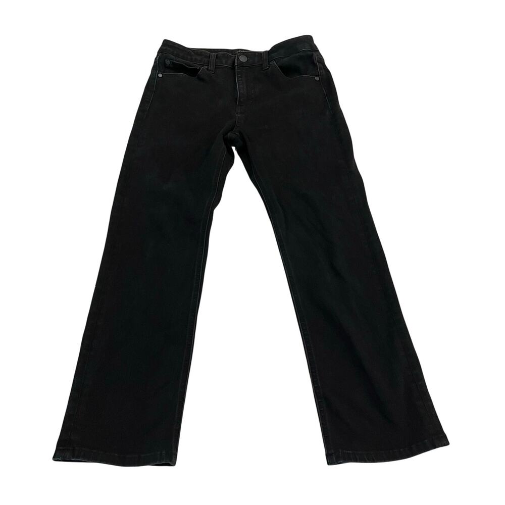 Quince Stretch Mid Rise Slim Straight Jeans in Black size 27